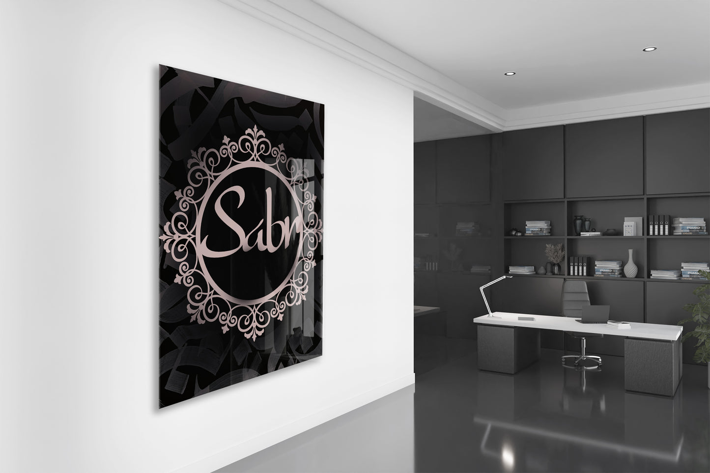 Sabır Yazılı İslami Cam Tablo- PeonyDini052