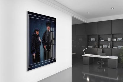 Atatürk ve Latife Hanım Cam Tablo – Cumhuriyet Dönemini Yansıtan Prestijli 4 mm Temperli Cam Duvar Dekoru -PeonyAta1004