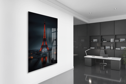 Eiffel Tower Night Glass Wall Art – Premium Tempered Glass Print - Peony045