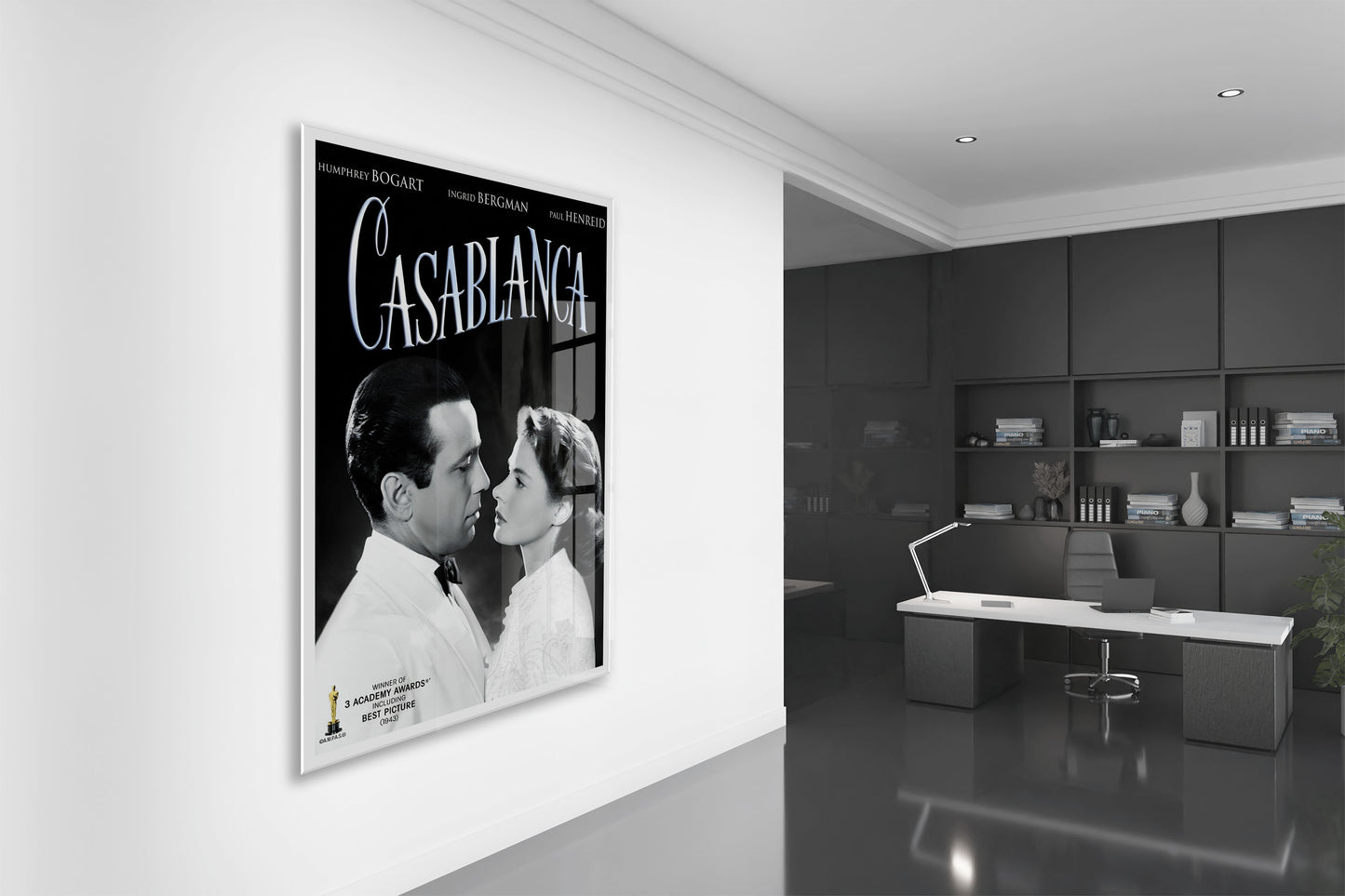 Casablanca Film Posteri Cam Tablo | Vintage Sinema Afişi UV Baskılı Temperli Cam - Peony145