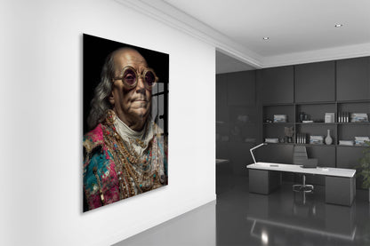 Barok Tarzı Modern Portre Cam Tablo – Altın Detaylı Sanatsal Duvar Tablosu - Peony089