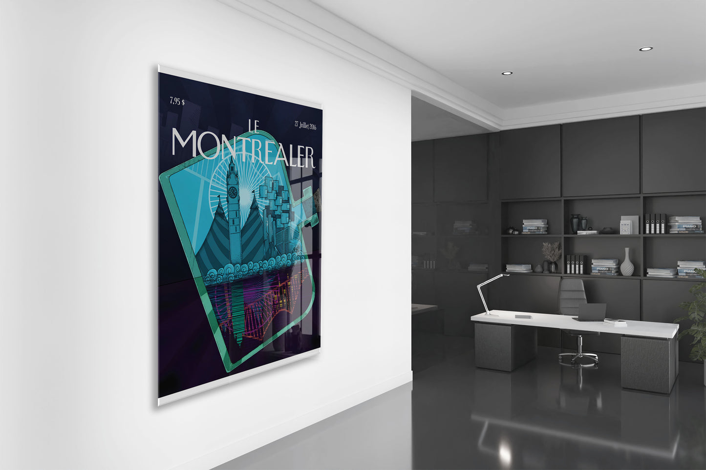 Montreal Şehir Posteri Cam Tablo | Modern Şehir Manzarası UV Baskılı Temperli Cam - Peony144
