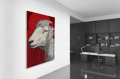 Lider Ruhlu Koç Cam Tablo – Modern Sanat Tarzı Kırmızı Duvar Dekoru - Peony078