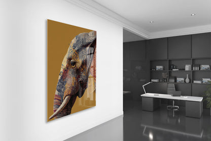 Bohem Stil Fil İllüstrasyonu – Hardal Fonlu Dekoratif Tabl - Peony118