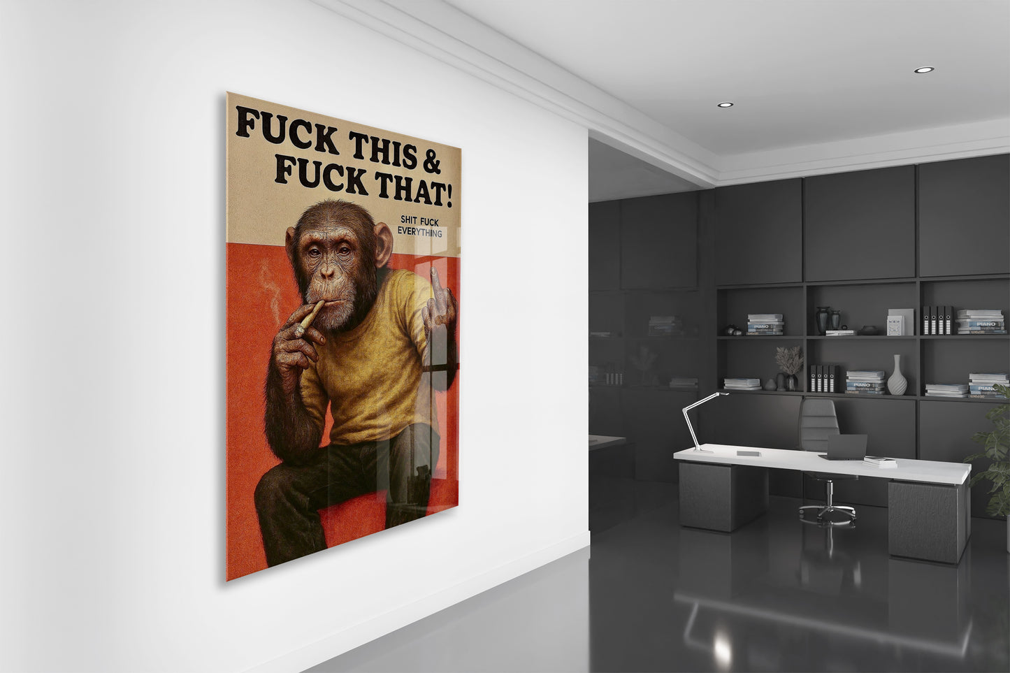 Underground Tarz Maymun Cam Tablo – Genç Odası ve Bar Dekoru - Peony093