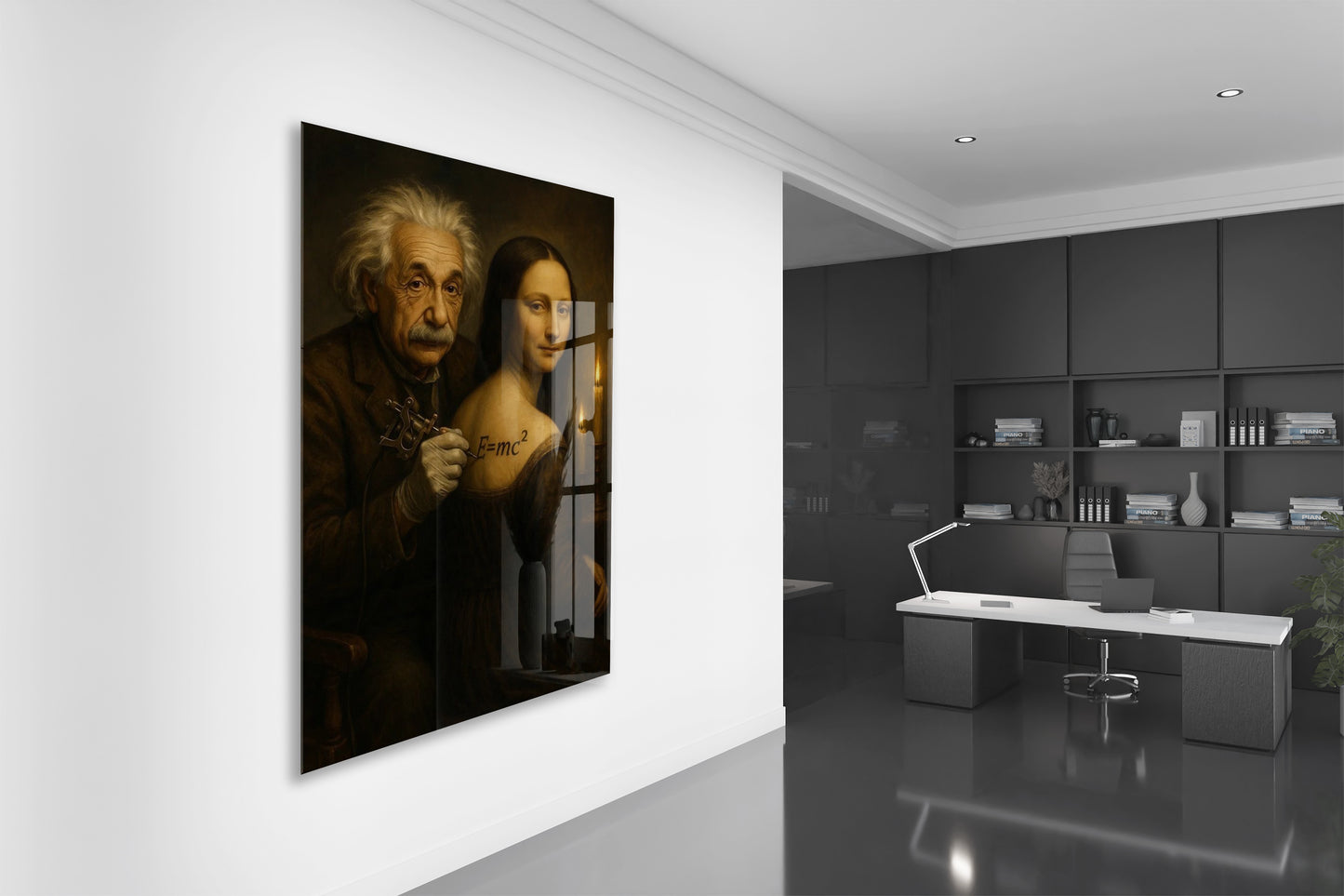 Modern Rönesans Cam Tablo – Bilimsel ve Sanatsal Duvar Dekoru - Peony090