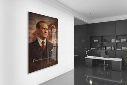 Mustafa Kemal Atatürk Cam Tablo- PeonyAta006