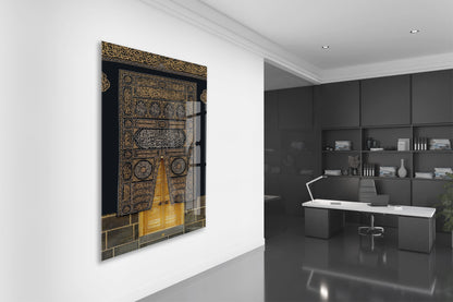 Kabe Kapısı Hat Sanatı Cam Tablo – Altın Detaylı İslami Duvar Dekoru Tasarımı - PeonyDini156