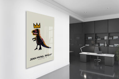 Basquiat Tarzı Dinozor Cam Tablo | Pop Art UV Baskılı Temperli Cam Duvar Dekoru - Peony161