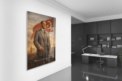 Mustafa Kemal Atatürk Cam Tablo- PeonyAta002