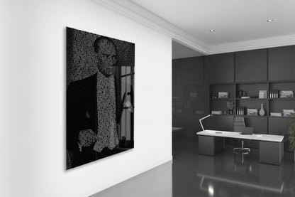 Gençiliğe Hitabe - Silüet Atatürk Cam Tablo | Modern Siyah Tasarım, Anlamlı Atatürk Duvar Dekoru, UV Baskı Temperli Cam Tablo PeonyAta050