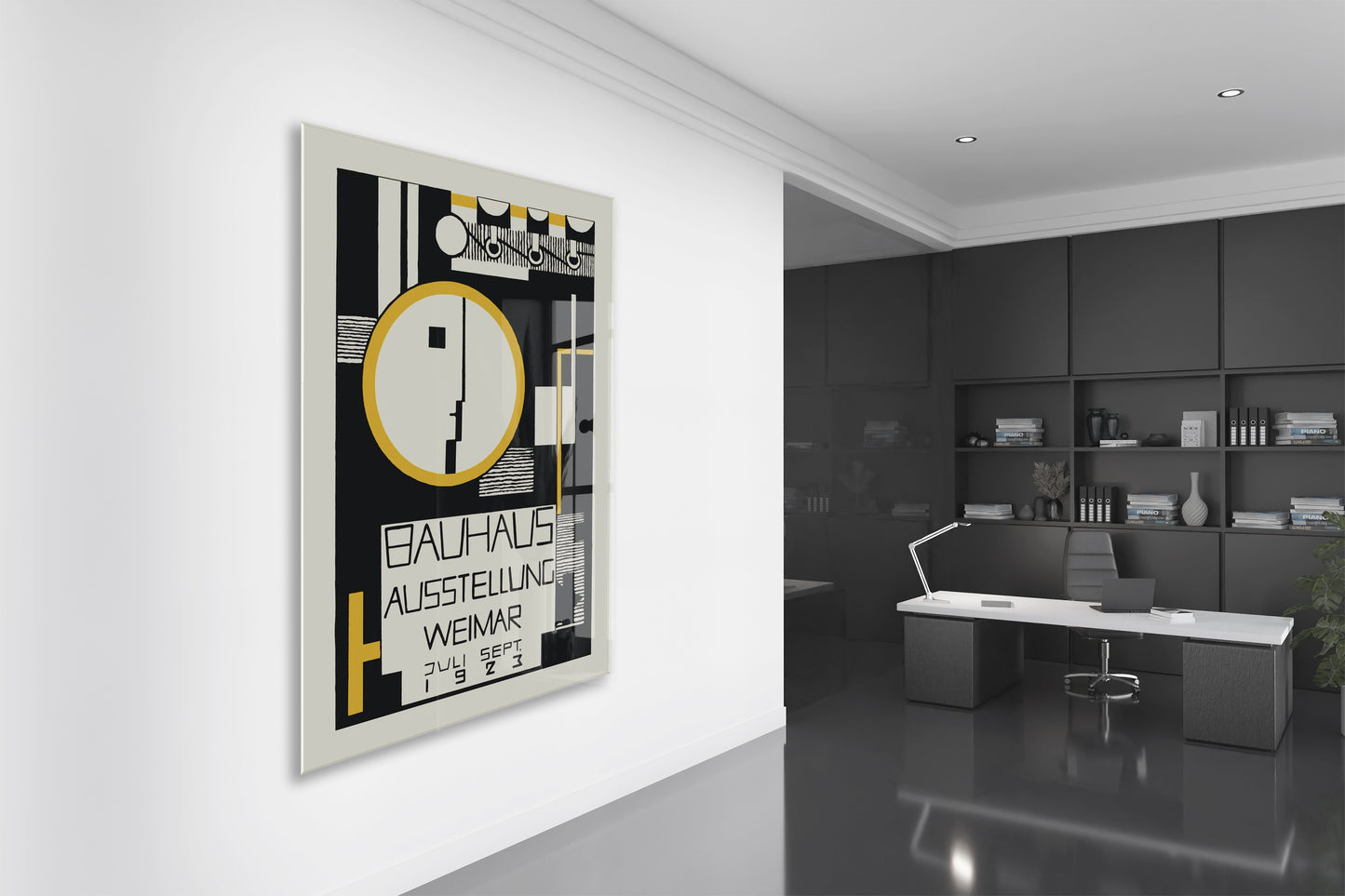 Bauhaus Tarzı Geometrik Cam Tablo | Minimalist Modern UV Baskılı Temperli Cam Duvar Dekoru - Peony162