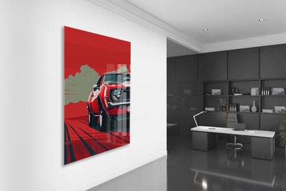 Klasik Amerikan Otomobili – Minimalist Pop Art  Cam Tablo- Peony140