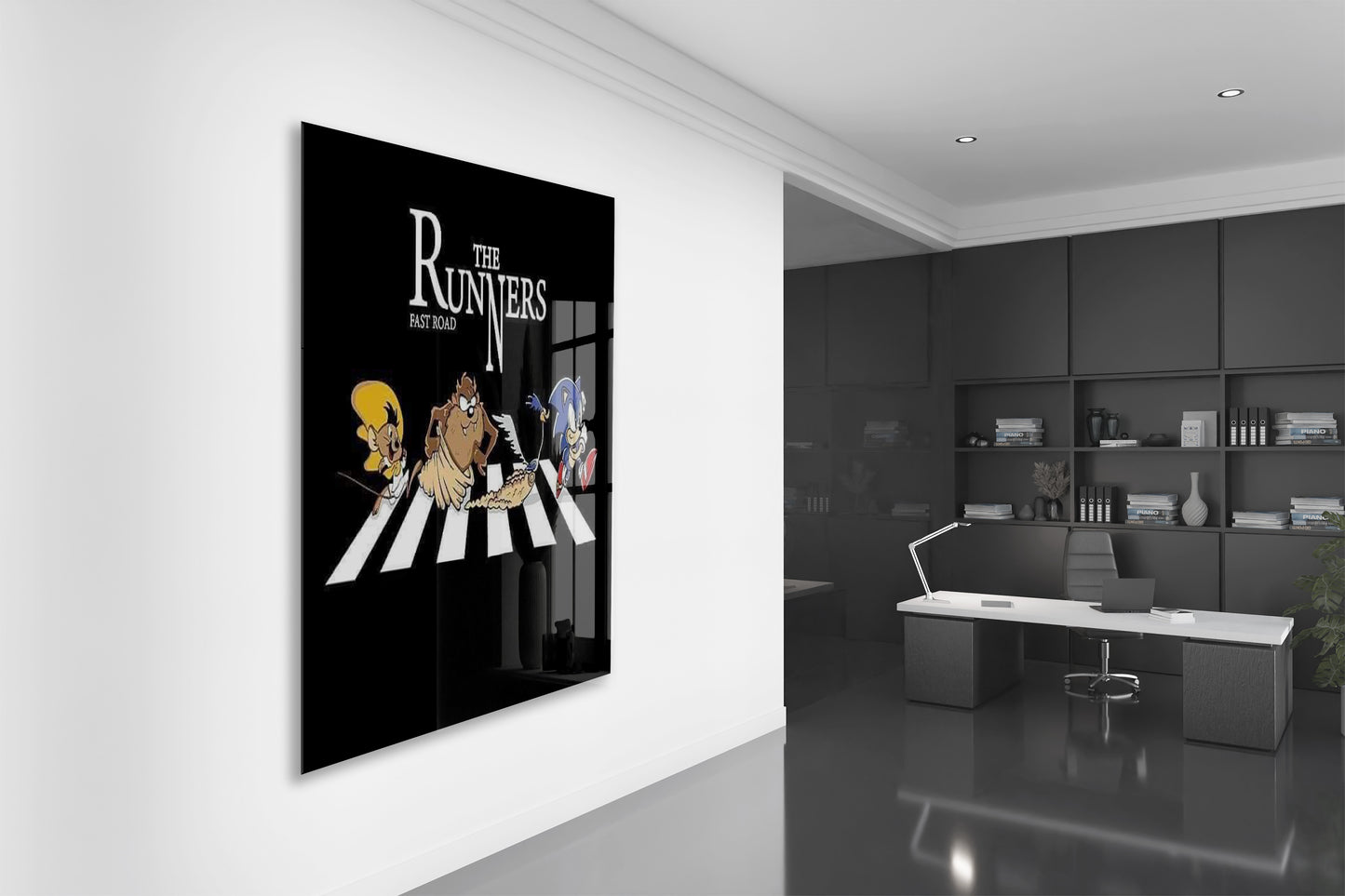 The Runners Crosswalk Konseptli Duvar Dekorasyonu – Mizahi Salon Tablosu- Peony102