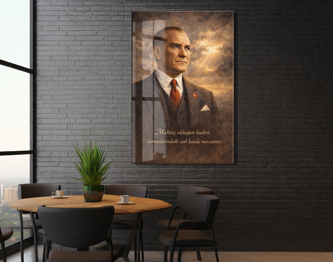 Mustafa Kemal Atatürk Cam Tablo- PeonyAta008