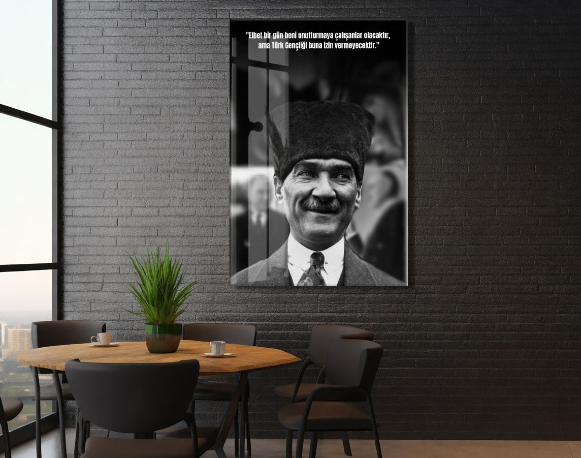 Mustafa Kemal Atatürk  | Modern Cam Tablo-PeonyAta084