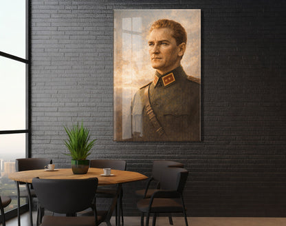 Mustafa Kemal Atatürk Cam Tablo - PeonyAta037