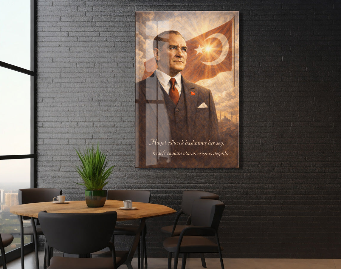 Mustafa Kemal Atatürk Cam Tablo - PeonyAta015