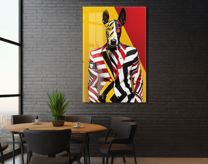 Modern Pop Art Köpek Portresi Cam Tablo – Renkli ve Şık Sanatsal UV Baskılı Temperli Cam Duvar Tablosu - Peony012