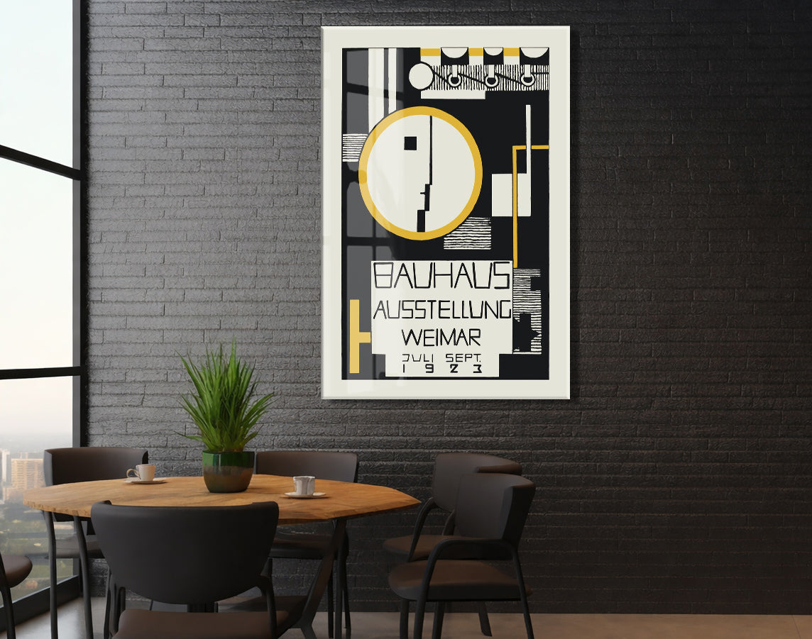 Bauhaus Tarzı Geometrik Cam Tablo | Minimalist Modern UV Baskılı Temperli Cam Duvar Dekoru - Peony162