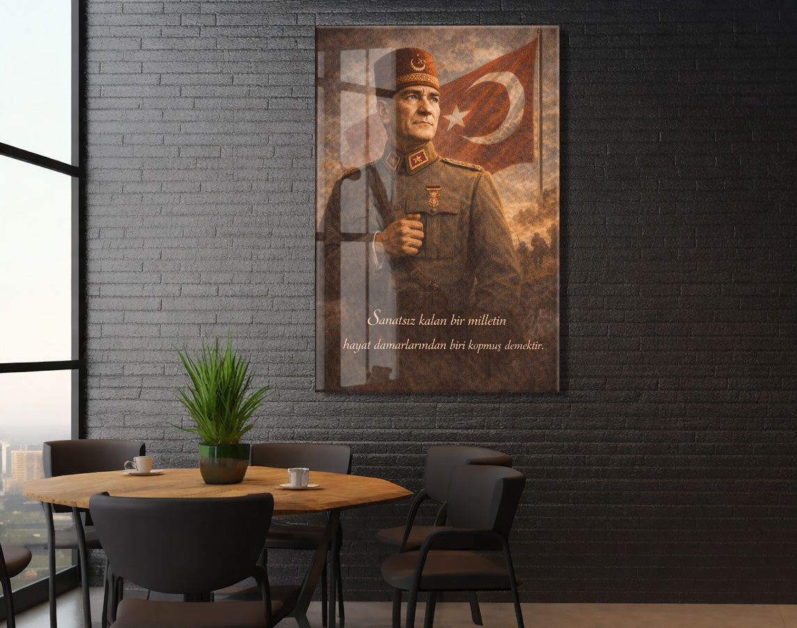 Mustafa Kemal Atatürk Cam Tablo- PeonyAta010