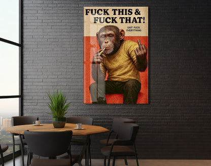 Underground Tarz Maymun Cam Tablo – Genç Odası ve Bar Dekoru - Peony093