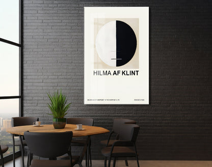 Hilma af Klint Minimal Soyut Cam Tablo | Geometrik Siyah Beyaz Modern UV Baskılı Temperli Cam Tablo - Peony165