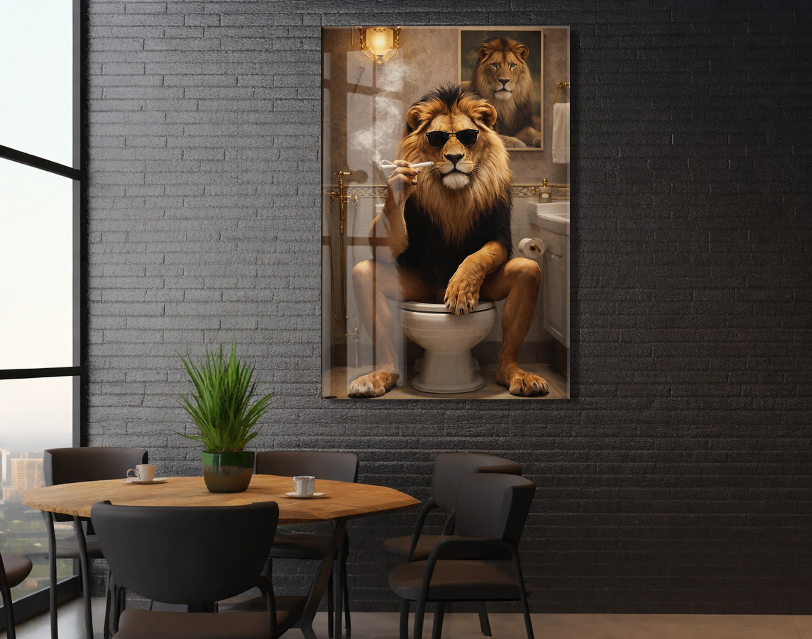 Cool Aslan Cam Tablo – Maskülen ve Eğlenceli Modern Duvar Sanatı- Peony086
