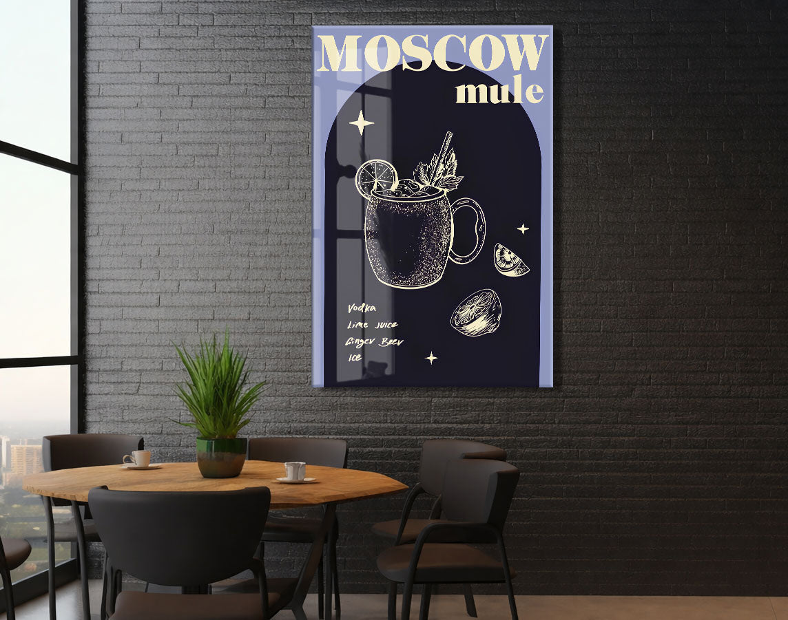 Moscow Mule Kokteyl Cam Tablo | Modern Mutfak ve Bar Dekoru UV Baskılı Temperli Cam - Peony143