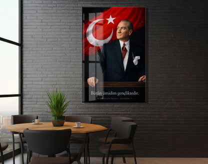 Mustafa Kemal Atatürk  | Modern Cam Tablo-PeonyAta088
