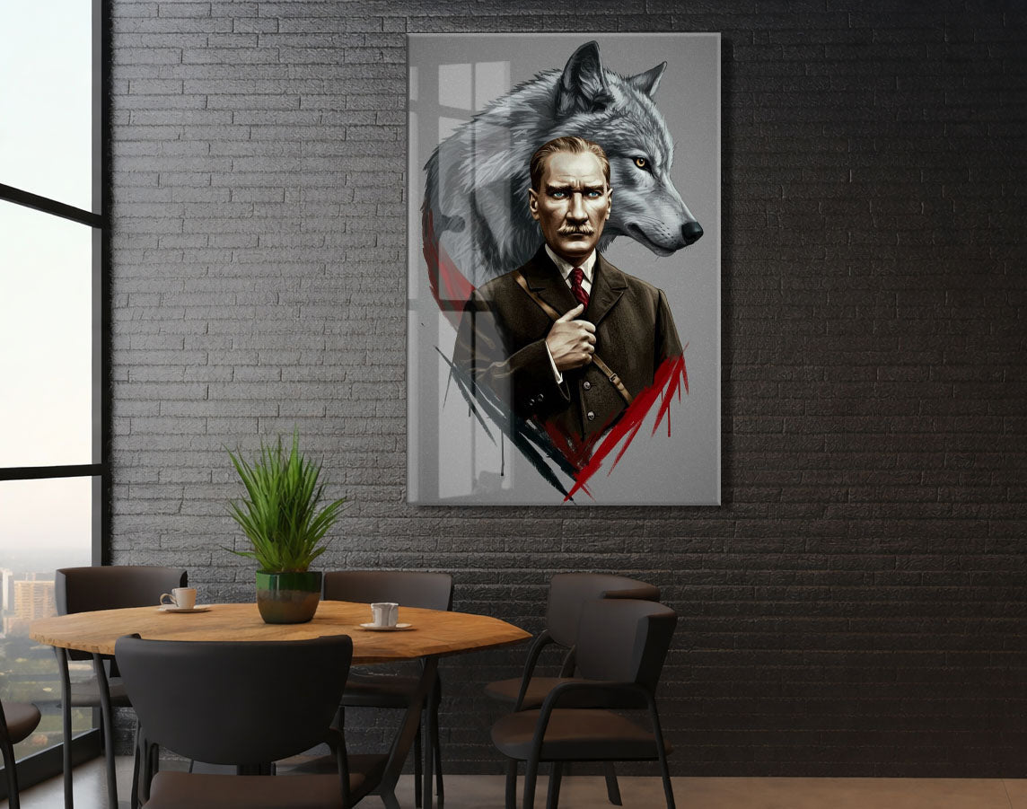 Mustafa Kemal Atatürk  | Modern Cam Tablo-PeonyAta082
