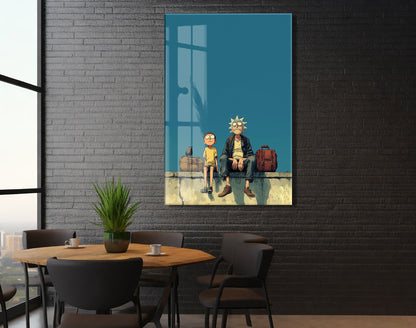 Rick and Morty Bavullu Sahne – Bilim Kurgu Cam Duvar Dekoru - Peony131