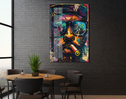 Pop Art Stilinde Renkli Maymun Portresi Cam Tablo – Modern, Cesur ve Dekoratif Duvar Sanatı - Peony029