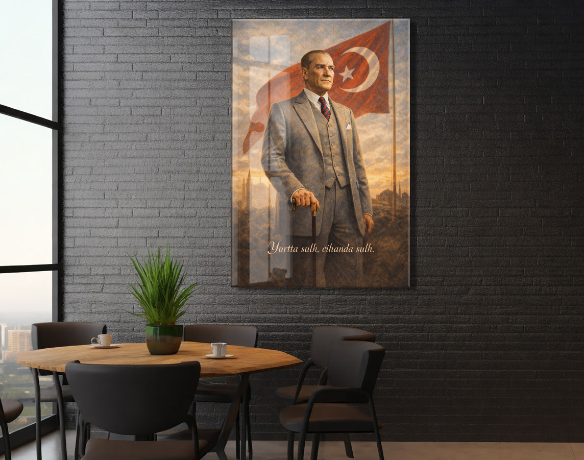 Mustafa Kemal Atatürk Cam Tablo - PeonyAta004