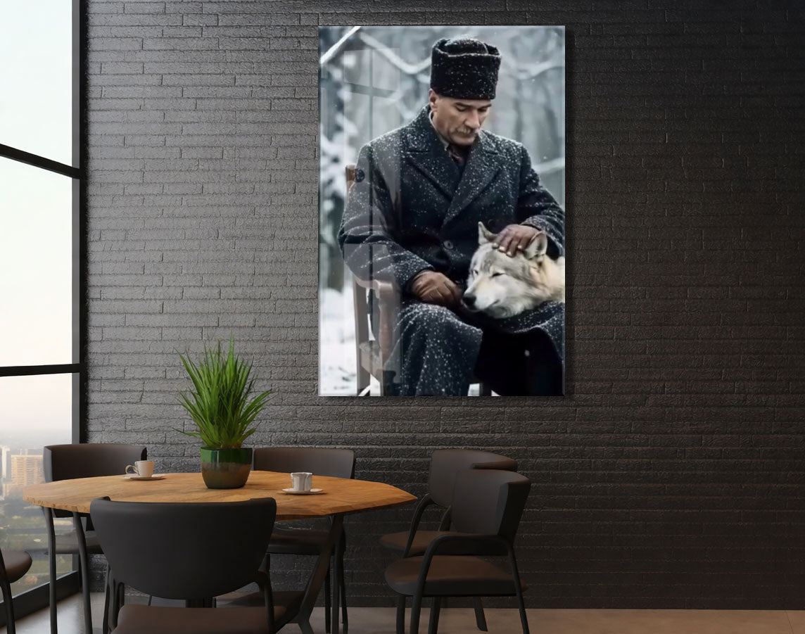 Mustafa Kemal Atatürk  | Modern Cam Tablo-PeonyAta100