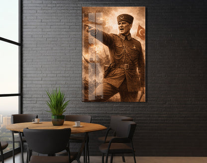 Mustafa Kemal Atatürk Cam Tablo - PeonyAta034