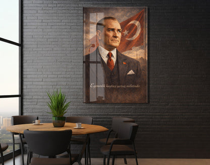 Mustafa Kemal Atatürk Cam Tablo- PeonyAta006