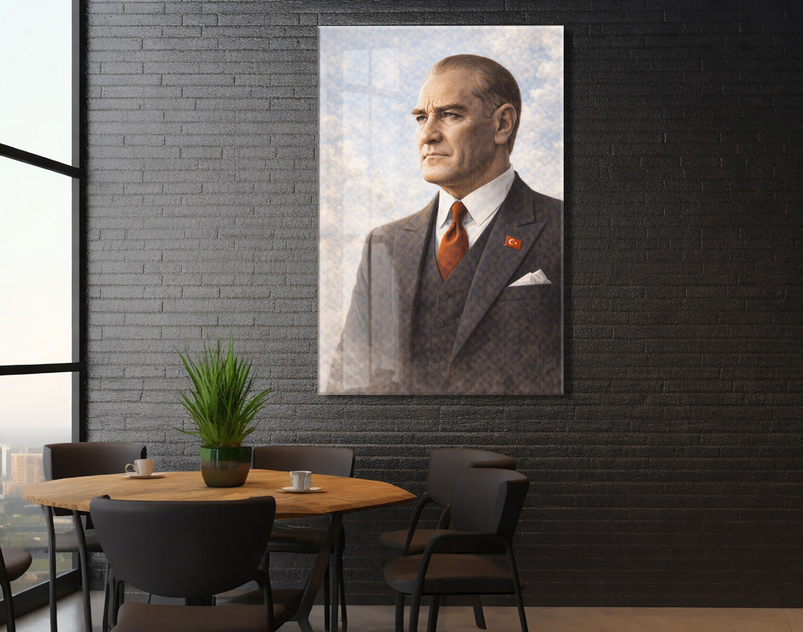 Mustafa Kemal Atatürk Cam Tablo - PeonyAta026