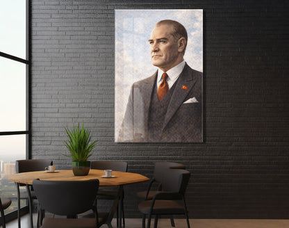 Mustafa Kemal Atatürk Cam Tablo - PeonyAta026