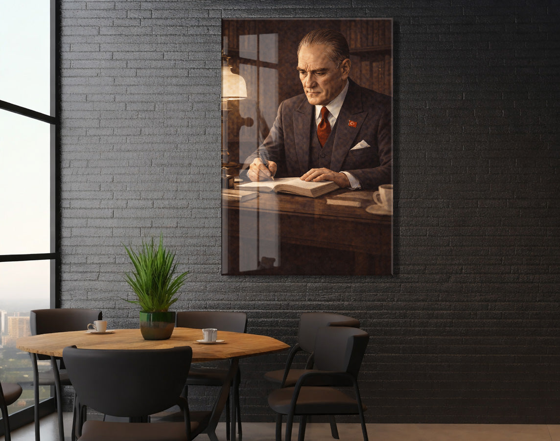 Mustafa Kemal Atatürk Cam Tablo - PeonyAta025