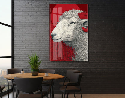 Lider Ruhlu Koç Cam Tablo – Modern Sanat Tarzı Kırmızı Duvar Dekoru - Peony078