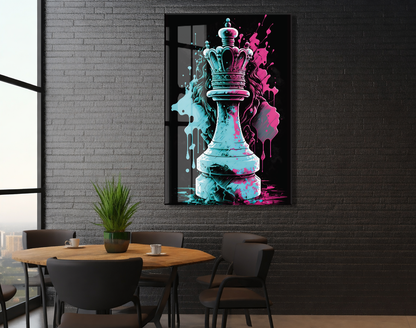 Satranç Kralı Cam Tablo – Güç ve Strateji Temalı Modern Pop Art, UV Baskılı Temperli Cam Duvar Tablosu - Peony037