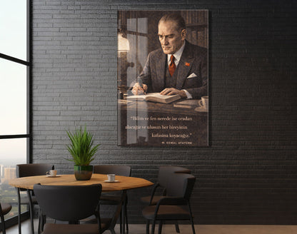 Mustafa Kemal Atatürk Cam Tablo - PeonyAta024