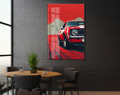 Klasik Amerikan Otomobili – Minimalist Pop Art  Cam Tablo- Peony140