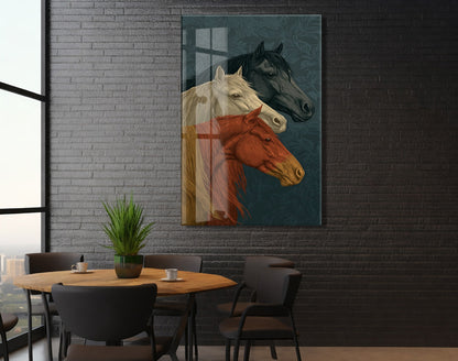 “Üç Ruh, Tek Yön” – Asaletin Atları Cam Tablo  - Peony070