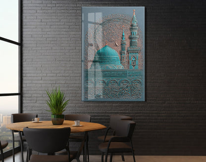 Mescid-i Nebevî ve Salavat Hat Sanatı | Manevî Medine Cam Tablo - PeonyDini120