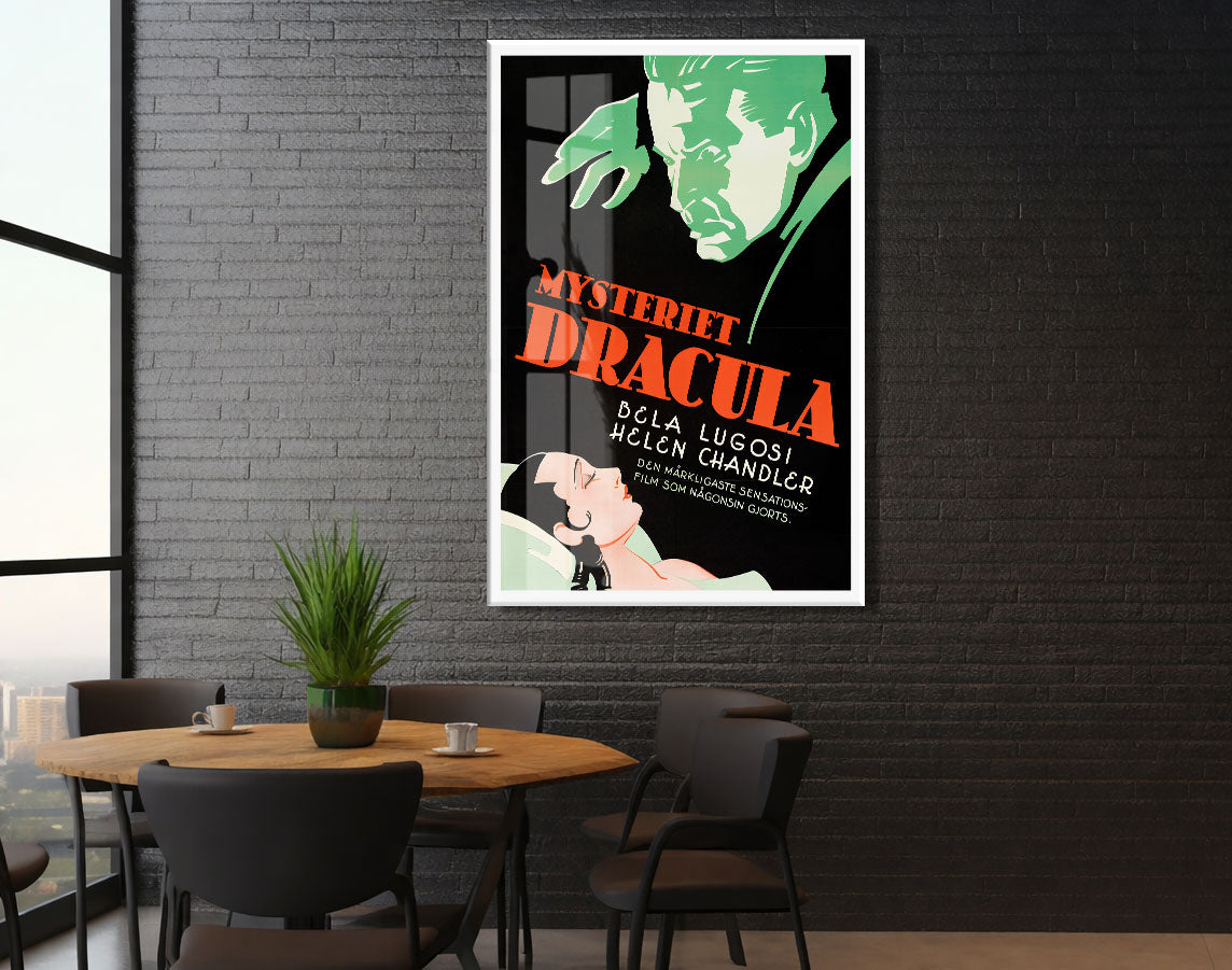 Vintage Dracula Cam Tablo | Retro Gotik Poster UV Baskılı Temperli Cam - Peony149