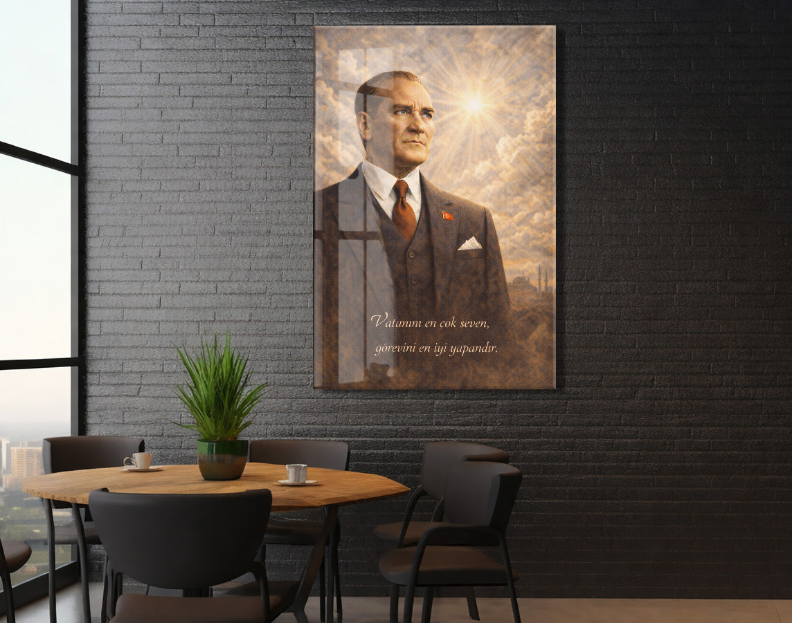 Mustafa Kemal Atatürk Cam Tablo - PeonyAta016