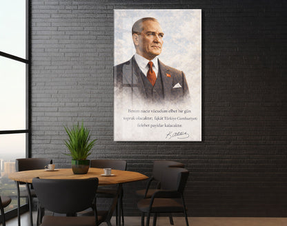 Mustafa Kemal Atatürk Cam Tablo - PeonyAta021