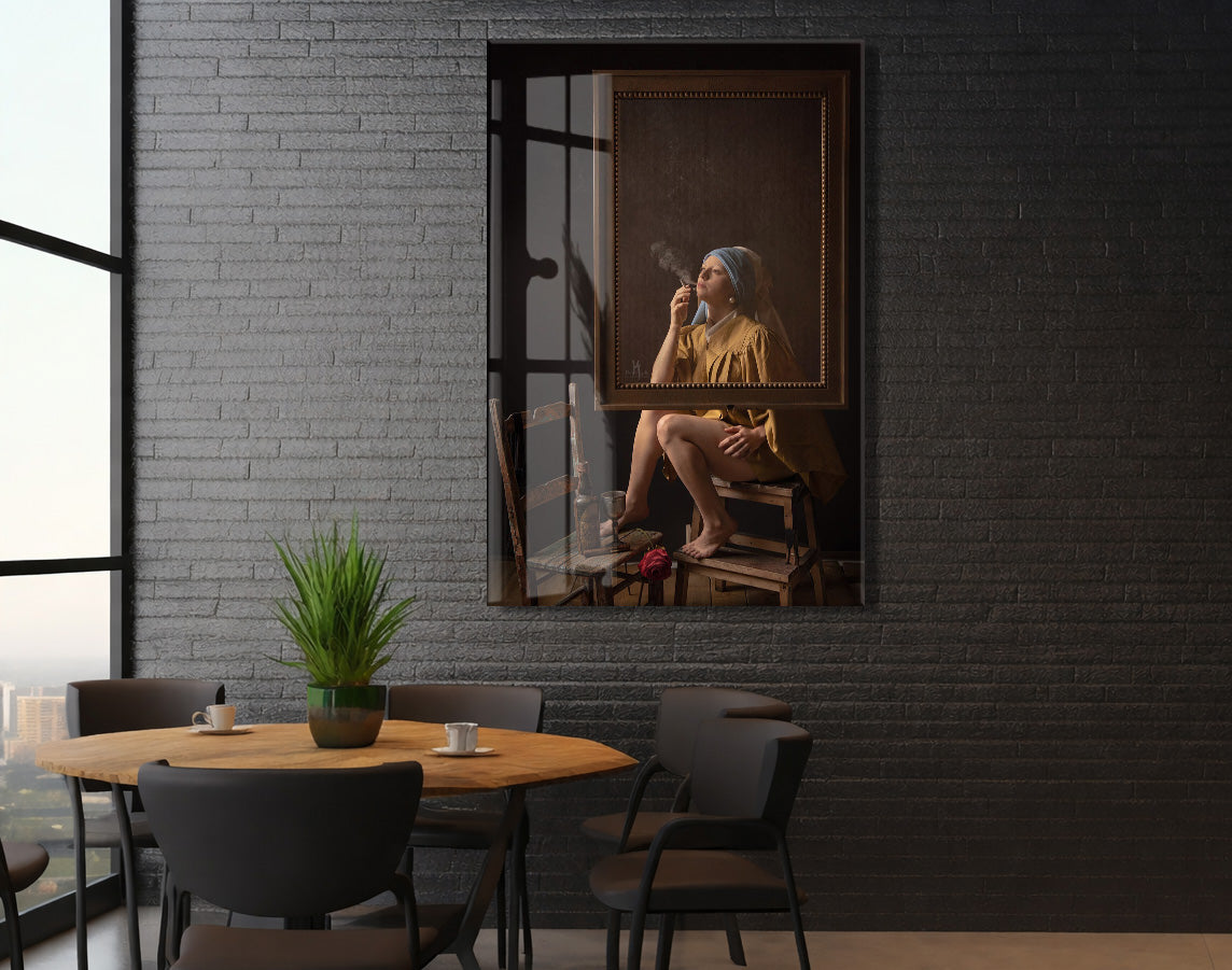 “Bir Nefeslik Düş” – Retro Atmosferli Sanatsal Cam Tablo - Peony067